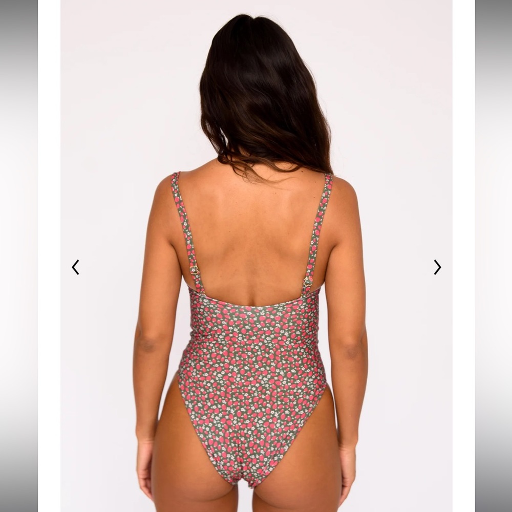 Skatie Floral One Piece Swimsuit - Red and Green - Picture 2 of 6